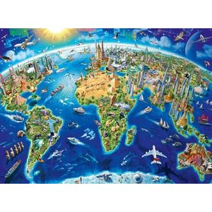 Ravensburger World Landmarks Map 200 Piece Jigsaw Puzzle for Kids Age 8 Years Up