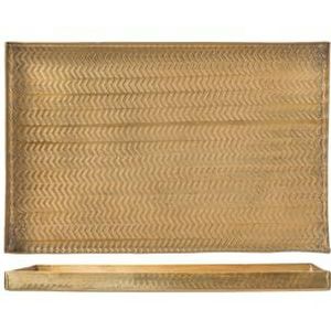 H&h vassoio chennai in alluminio decorato inciso a texture colore oro cm 26x17x1,5
