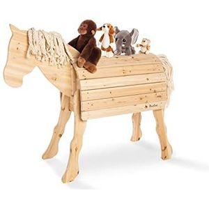 PINOLINO Niels Houten paard voor buiten, speelpaard en paard om te rijden voor kinderen - creativiteit, fantasie, motoriek - natuurlijk XL houten paard met manen - voldigierpaard
