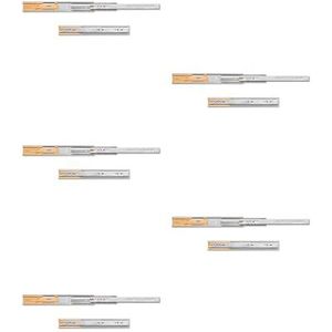 Emuca - Ladegeleiders, met kogellager, 45 x 300, volledige opening, zachte sluiting, Verzinkt, 5 st.