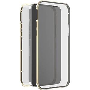 White Diamonds - Hoes van 360 graden glas geschikt voor Apple iPhone 13 Pro Max I telefoonhoes, transparant, met magnetische sluiting (transparant met gouden frame)