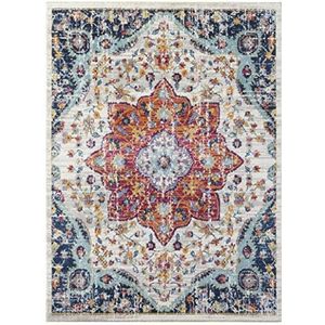 Nouristan Bara Lugar Orient woonkamertapijt, laagpolig, vintage, oosters tapijt voor eetkamer, woonkamer, slaapkamer, meerkleurig, 160 x 230 cm, polypropyleen, meerkleurig, 160 x 230 cm
