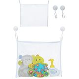 Relaxdays badspeelgoed organizer, set van 2, met zuignappen, kinderen, H x B: 35 x 45 cm, netje voor badkuip, wit