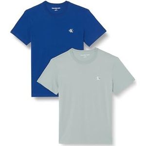Calvin Klein S/S T-shirts voor heren, Grijs (Leisteen Grijs/Saffier Blauw), XS