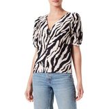 Object Dames Objjacira S/S V-hals Top Noos blouse, Sandshell/Aop: zwart/Fossil Zebra Aop, 34