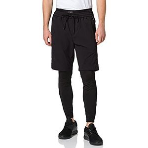 BOSS Liem Running Leggings voor heren, hybride looplegging en shorts, zwart 1, 52