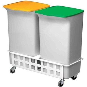 Durable 1801622010 Durabin® trolley voor twee afvalbakken 40 liter vierkant, wit