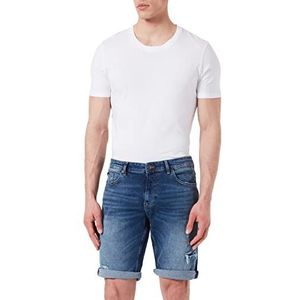 Cross Jeans heren Leom Shorts, Dark Blue Destroyed, Regular