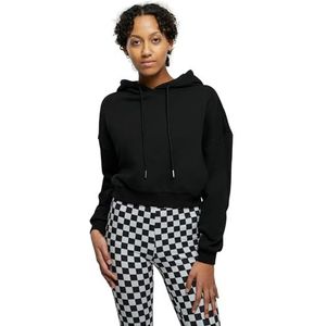 Urban Classics Dames cropped heavy hoodie hoodie, zwart, XS