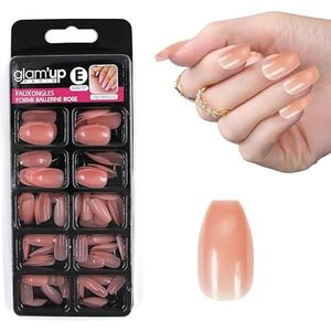 Glam'Up Paris – kunstnagels – volledige afdekking – eenvoudig te gebruiken – 100 stuks – ballerina-vorm – nr. 177 – roze
