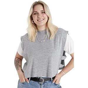 TRENDYOL Dames hoogsluitende kraag effen kleuren relaxed rokken maten sweater, grijs, XL, grijs, XL
