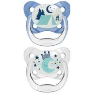 Dr. Brown's Omkeerbare fopspeen Nocturno Advantage van silicone, maat 2, 6-18 m, 2 stuks, verschillende kleuren