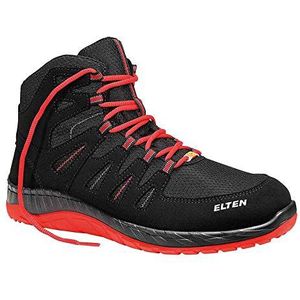 ELTEN Veiligheidsschoenen MADDOX zwart-rood Mid ESD S3, dames en heren, textiel, stalen neus, licht, sportief, zwart/rood, maat: 41