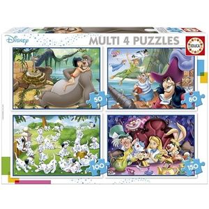 Educa - Disney klassieker, 4-in-1 puzzelset met 50/80/100/150 stukjes, voor kinderen vanaf 5 jaar, puzzel (18105)