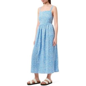 EYOTA Maxi-jurk voor dames, met allover-print, blauw-wit, M