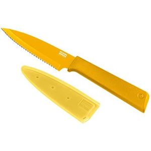 KUHN RIKON COLORI+ Gekarteld mes met lemmetbescherming, anti-aanbaklaag, roestvrij staal, 19,5 cm, geel