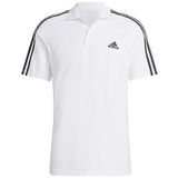 adidas Essentials Piqué Embroidered Small Logo 3-Stripes Short Sleeve Poloshirt voor heren, wit/zwart, L