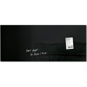 SIGEL GL240 Premium glazen magneetbord, glanzend oppervlak, 130 x 55 cm, eenvoudige montage, zwart - Artverum