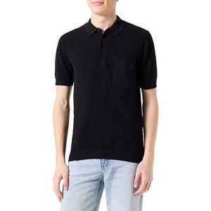 Replay Heren regular fit korte mouwen pullover van katoen met kraag, 098 Black, L