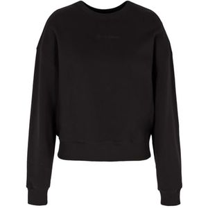 Armani Exchange Sustainable sweatshirt voor dames, klein logo aan de voorkant, geribbelde manchetten, zwart, M