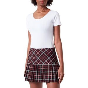 Koton Dames Checked Pleated Mini Rok, Black Check (9c9), 38