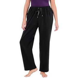 Ulla Popken Dames grote maten grote maten plus size loungewear-fleecebroek, rechte pijpen, elastische tailleband, zwart, 32W / 32L