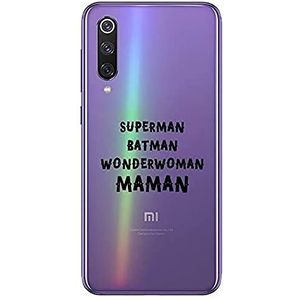 Zokko Beschermhoes voor Xiaomi Mi 9 SE Superman Batman Wonderwoman Maman – zacht, transparant, zwarte inkt