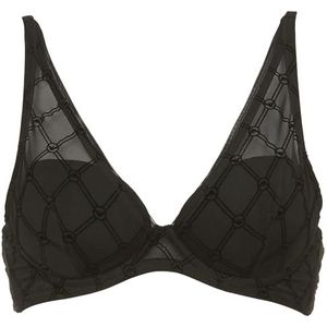 Emporio Armani All Over Mesh Monogram Balconette BH Padded Dames, Zwart, 32 / B