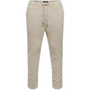 ONLY & SONS Herenbroek Cropped Fit Cord, Zilvervoering., XS
