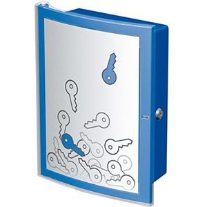 HAN Sleutelkast INDEX, moderne, overzichtelijke kunststof sleutelkast met ruimte voor 63 sleutels, afsluitbaar en veilig voor wandmontage, 4023-14, blauw