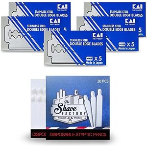 Kai scheermesjes 25 stuks + 1 pakket hemmostatische lucifers Shave Factory