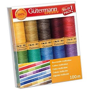 Gütermann creativ Naaigarenset met 10 spoelen katoen 100 m in verschillende multicolour-kleuren