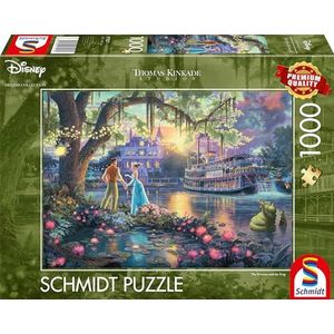 Schmidt Spiele 57527 Thomas Kinkade, Disney, Kikkerkoning, de prinses en de kikker, 1000 stukjes, kleurrijk