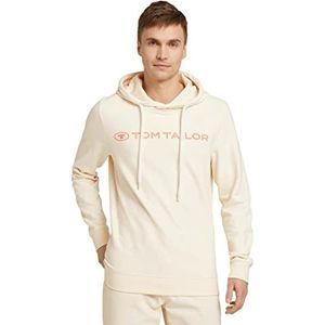 TOM TAILOR Uomini Basic sweatshirt met logoprint 1030553, 28130 - Soft Buttercream, XS