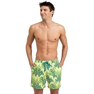ARENA Men's Beach Boxer Allover Swim Trunks, Soft Green Multi, XL, Soft Green Multi, XL