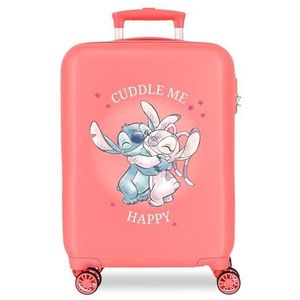 Disney Adorable Stitch Moods Harde koffer van ABS, combinatiesluiting aan de zijkant, 4 dubbele wielen, handbagage, melocoton, Eén maat, cabinekoffer