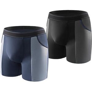 Carer 2-delige set bamboe heren incontinentie boxershorts lichtgewicht ademende incontinentiebroeken voor heren met 80 ml absorberend kussen ontworpen voor milde incontinentie zwart en blauw maat 3XL