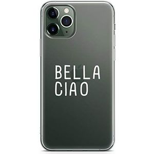 Zokko Beschermhoes voor iPhone 11 Pro Bella Ciao – zacht, transparant, witte inkt