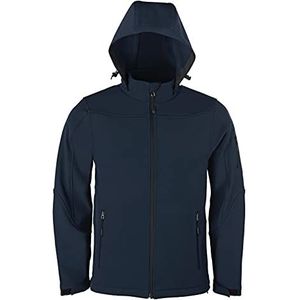 HRM Heren Softshell Jas met Capuchon, Navy, Maat S I Premium Softshelljas voor Heren, Waterafstotend I 5.000mm Waterkolom I Functionele Jas I Werkkleding I Hoogwaardige & Duurzame Herenkleding