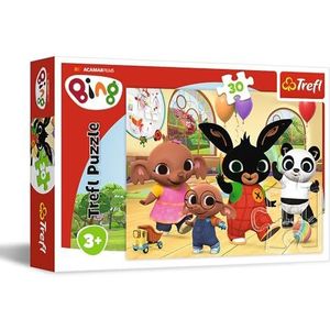 Trefl - Bing, Met Bing is het leuk - Puzzel 30 stukjes - Kleurrijke puzzel met de helden uit de cartoon, Creatieve ontspanning, Plezier voor kinderen vanaf 3 jaar