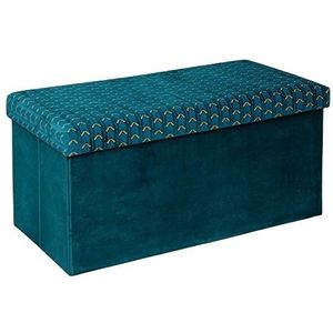 Atmosphera - 2-in-1 zitzak, opvouwbaar, tweepersoonsbed en opbergdoos van fluweel, eendenblauw, 76 x 38 cm