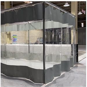 Gdmokle Transparant Waterdicht Gordijn Buiten, Zwaar PVC-vinylgordijn met Oogjes, 0,6mm Dekzeil Zijpaneel voor Tuin Veranda Garage Pergola Terras, 3 Maten (Kleur : Gray+Clear, Maat : 2x3m)