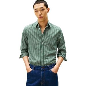 Tommy Hilfiger Heren Flex POPLIN Mini Tartan RF Shirt MW0MW40459 L/S Shirt, groen, S, Groen (Sier Groen/Check), S