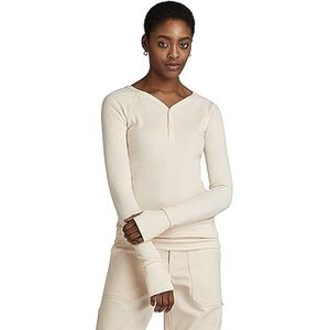 G-STAR Dames Slim Rib Henley Ls Wmn Tops, beige (Eggnog D23342-d289-g076), S