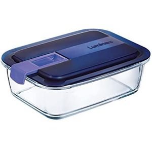 Luminarc Easy Box container rechthoekig, luchtdicht, glas, 122 cl, tweekleurig