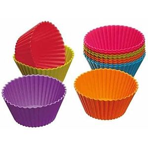 Keukenambachtelijke kleurwerken Siliconen herbruikbare cupcake-hoesjes, 7 cm, 12 stuks, heldere kleuren