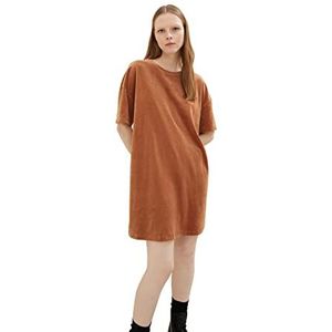TOM TAILOR Denim Dames Mini-T-shirt-jurk van fluweel 1034546, 30946 - Mid Brown, M
