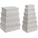 Set van opstapelbare opbergboxen DKD Home Decor Grijs Huisdieren Karton (43,5 x 33,5 x 15,5 cm)