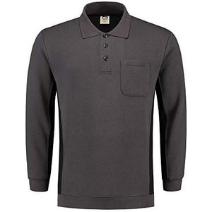 Tricorp 302001 casual polokraag tweekleurig borstzak sweatshirt, 60% gekamd katoen/40% polyester, 280 g/m², donkergrijs-zwart, maat M