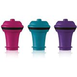 Vacu Vin Wine Saver Vacuümstoppers - Set van 3 - Multicolor - voor wijnflessen - Houd wijn tot een week vers met luchtdichte afdichting - Compatibel met Vacu Vin Wine Saver Pump